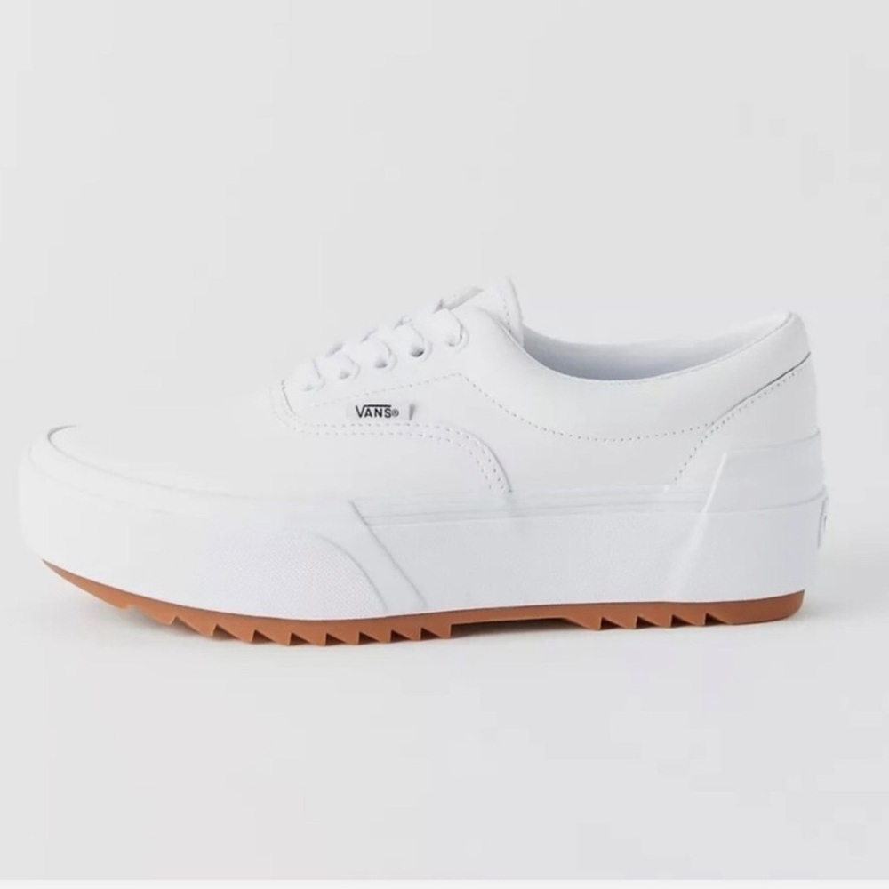 Vans White Platform Sneakers with Gum Sole era stacked